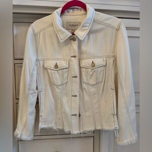 Liverpool Women's Off-White Frayed Hem Jean Jacket